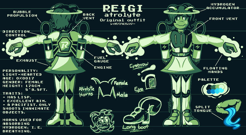 Reigi Ref Sheet - Protag Outfit